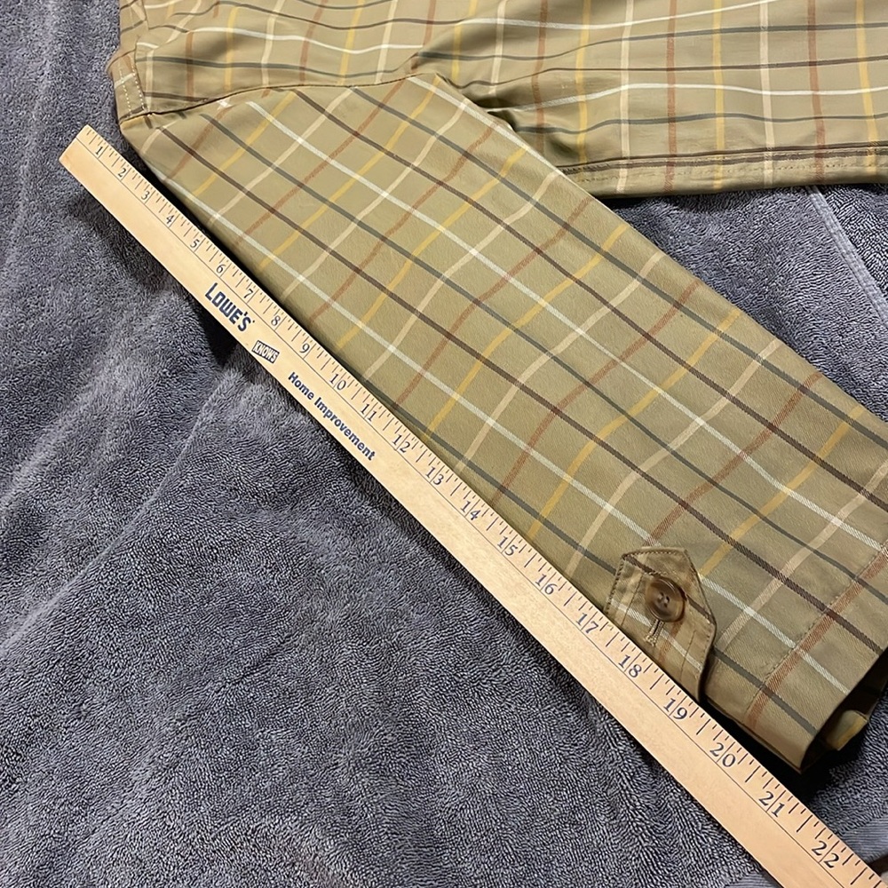 Vintage Brooks Brothers Women's Button Jacket Trench Mid Length, Beige Plaid, Lg - Picture 14 of 16